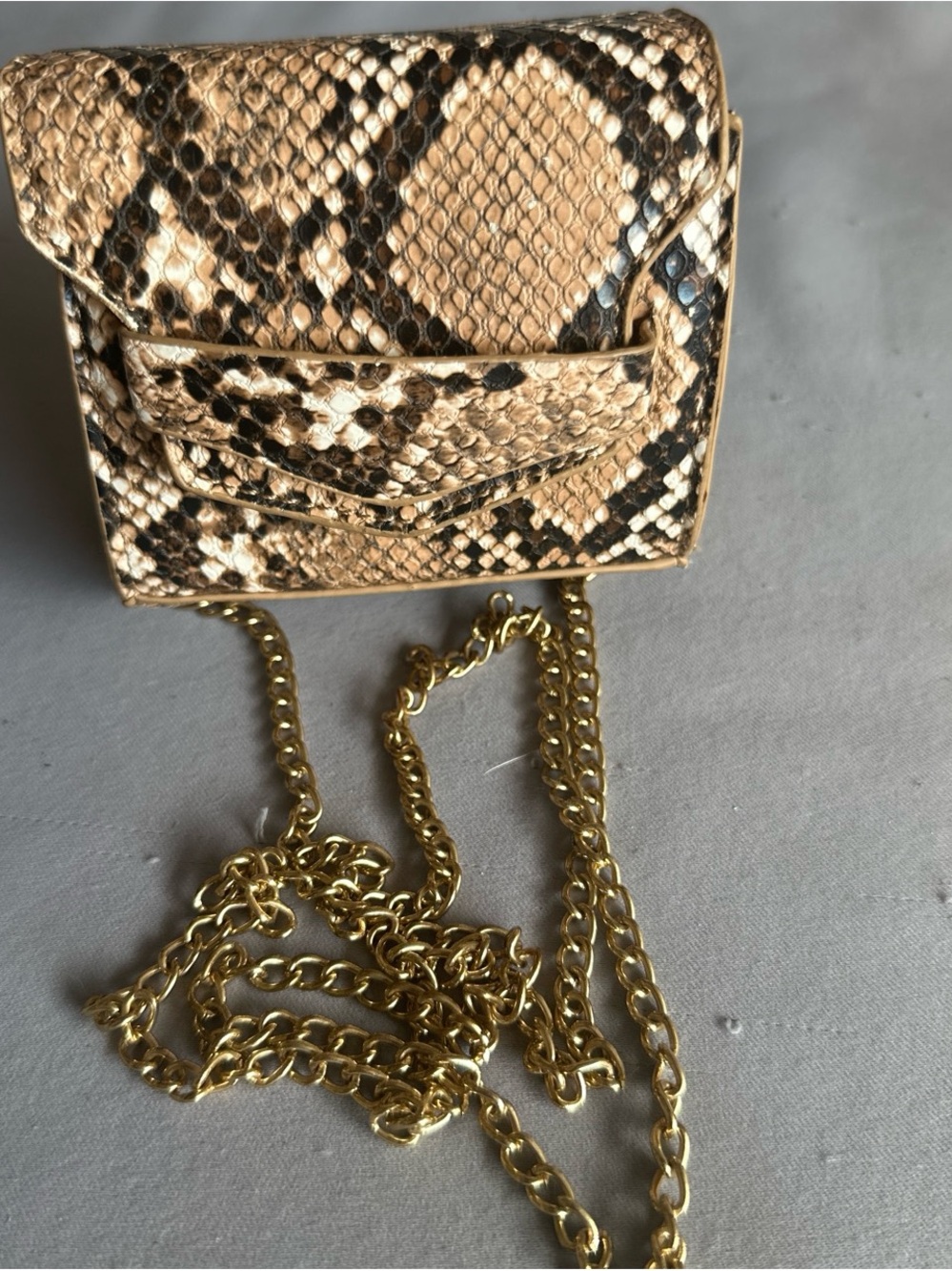 Like dreams Gold Snake-Print Mini Crossbody Bag